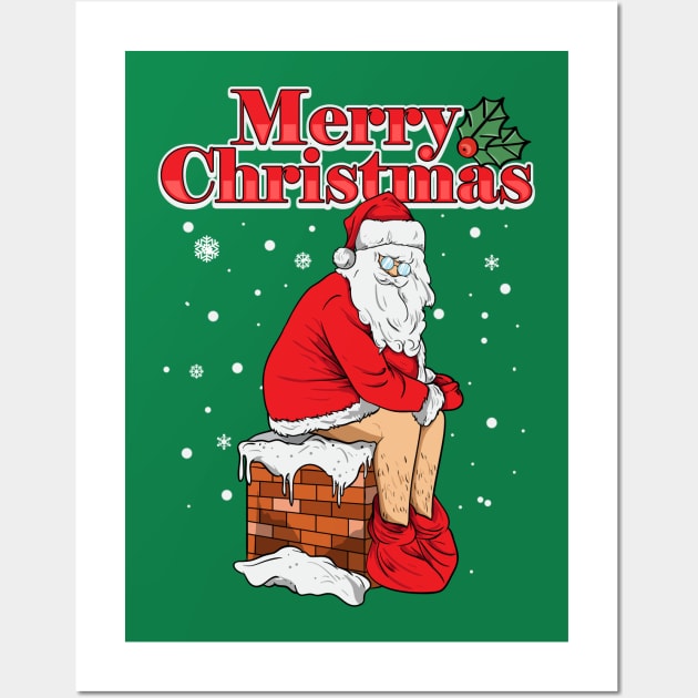 Merry Christmas Santa Clause Chimney Poop Wall Art by E